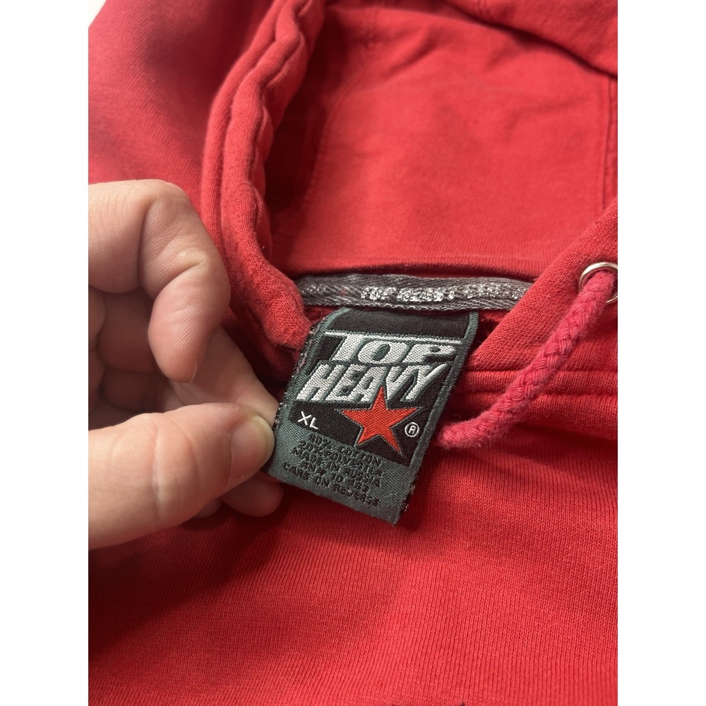 Vtg Top Heavy Hoodie Y2K Skull Red Black Size XL Skater Pullover *Read - Picture 7 of 11
